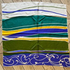 Vintage hand rolled silk scarf De Mura, Made in Japan 27” square